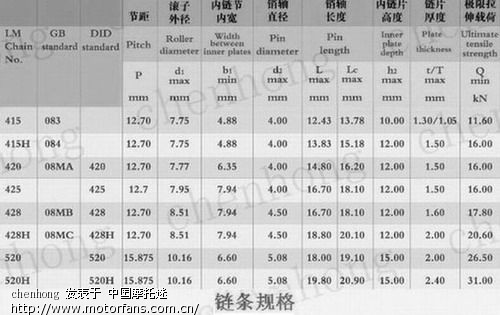 请高手指点链条的规格