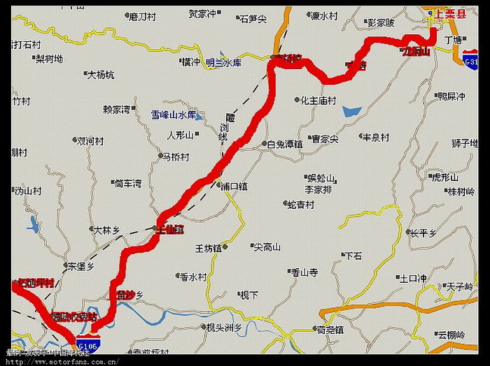 由于320国道萍乡--澧陵段在施工修路.故当天按原路返回.