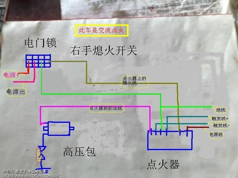 给你改下, 熄火线接电门锁常闭触头.  再按常规接法接防盗器